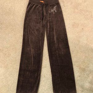Juicy Couture brown velour sweat pants with bow